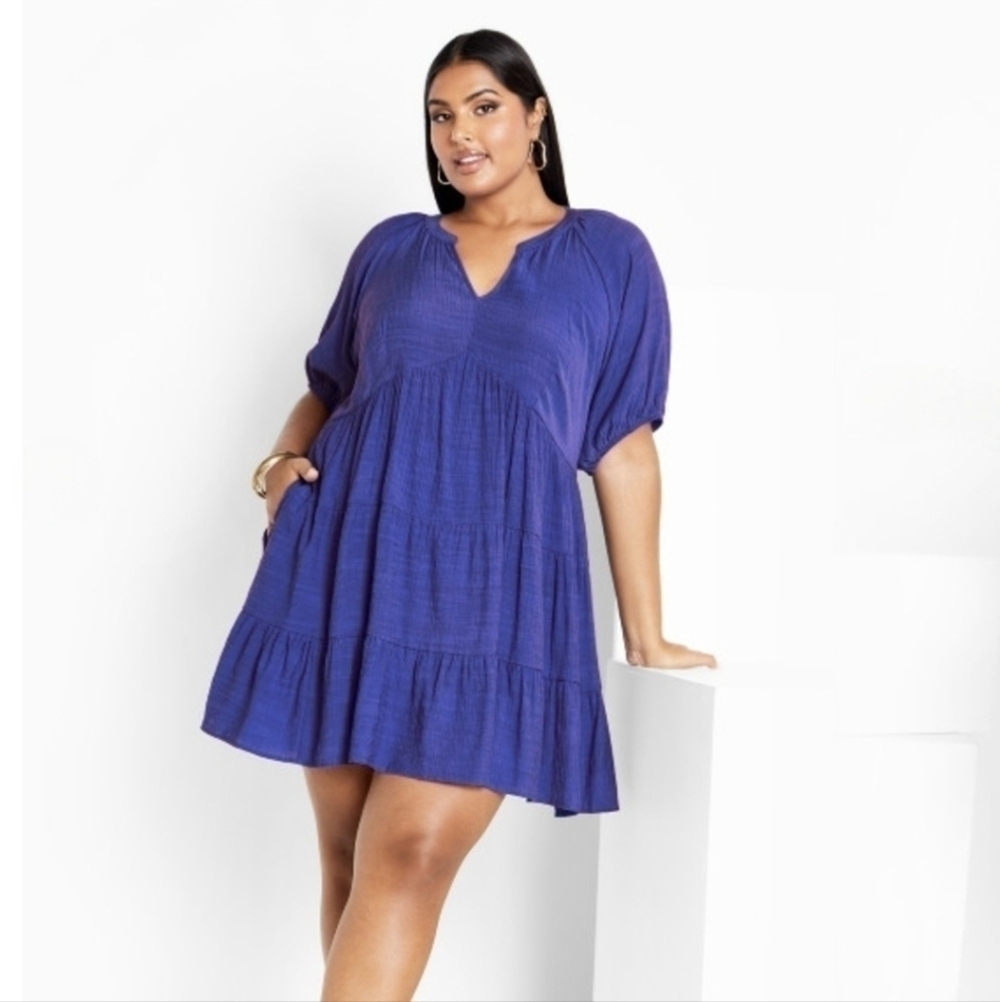 CITY CHIC Plus Size Kara Dress Marine Blue - Picture 3 of 6